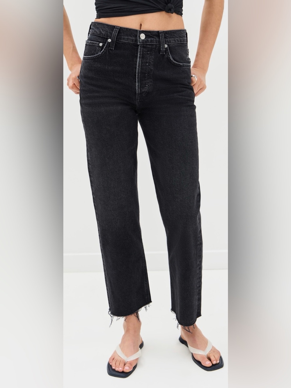 Citizens of Humanity Florence High Rise Straight Leg Jean Size 32 Raw Hem